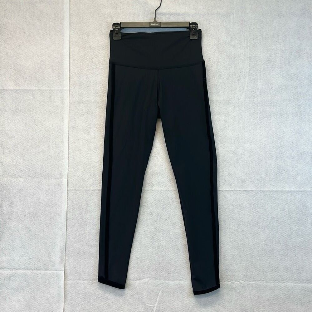 STRUT THIS Revolve Leggings Women's Large Black Flat Front Mid-Rise Side Stripe